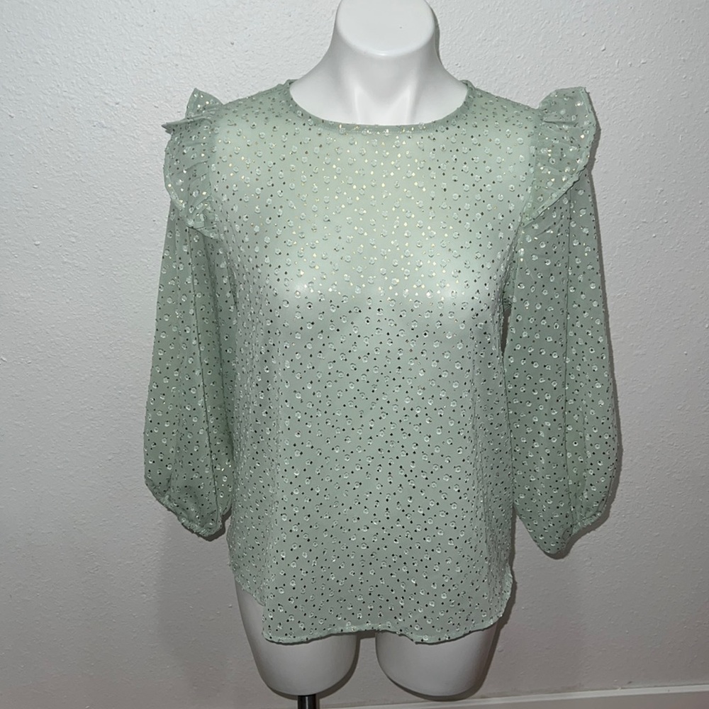 W5 Sheer Mint Green Top Sz S